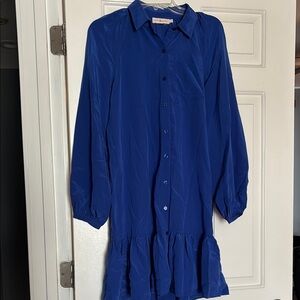 Tory Burch Blue Dahlia Long Sleeve ShirtDress